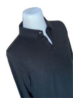 Neu mit Etikett: 795 $ Ralph Lauren Purple Label Seide/Baumwolle Schwarzes Poloshirt S Italien 