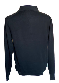 Neu mit Etikett: 795 $ Ralph Lauren Purple Label Seide/Baumwolle Schwarzes Poloshirt S Italien 