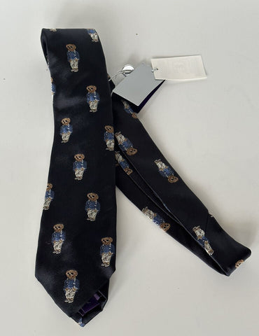NWT $195 Ralph Lauren Purple Label Bear Neck Tie 100% Silk Handmade Italy Blue