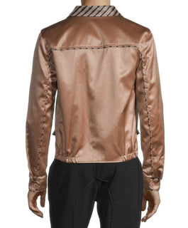 Neu mit Etikett: 2900 $ Bottega Veneta Herren-Satin-Doppelseitige Bomberjacke 42 US 618490