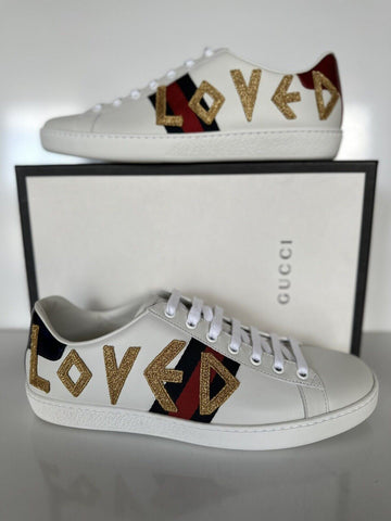 GUCCI Sneakers GG Guccissima Leather Low Top CANVA Made in Italy Sz 41.5eu  8US