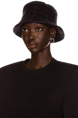 NWT $530 Burberry Check Bucket Hat Wool/Cashmere Black L (59 Euro) 8044077 Italy