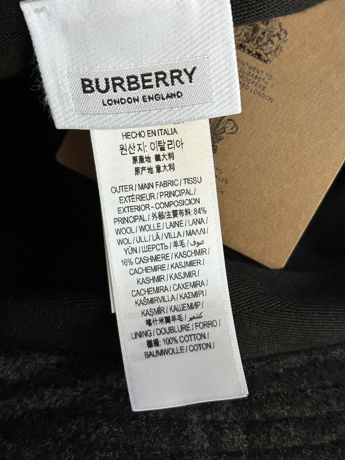 NWT $530 Burberry Check Bucket Hat Wool/Cashmere Black L (59 Euro) 8044077 Italy