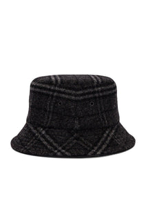 Neu mit Etikett: 530 $ Burberry Check Bucket Hat Wolle/Kaschmir Schwarz L (59 Euro) 8044077 Italien 