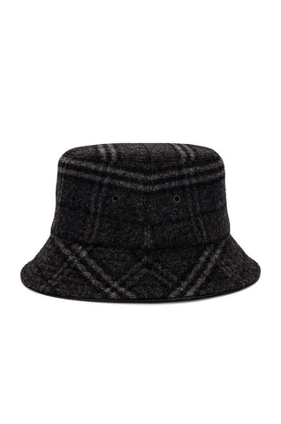 NWT $530 Burberry Check Bucket Hat Wool/Cashmere Black L (59 Euro) 8044077 Italy