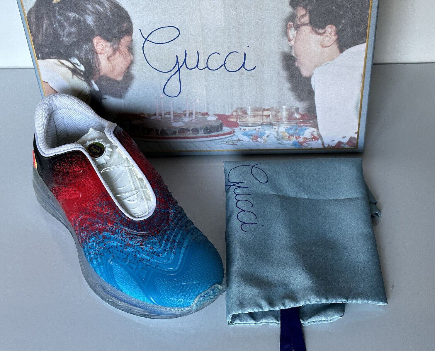 NIB Gucci Ultrapace R Sneakers In Black/Red/Blue 8.5 US (Gucci 8) 634298 Italy