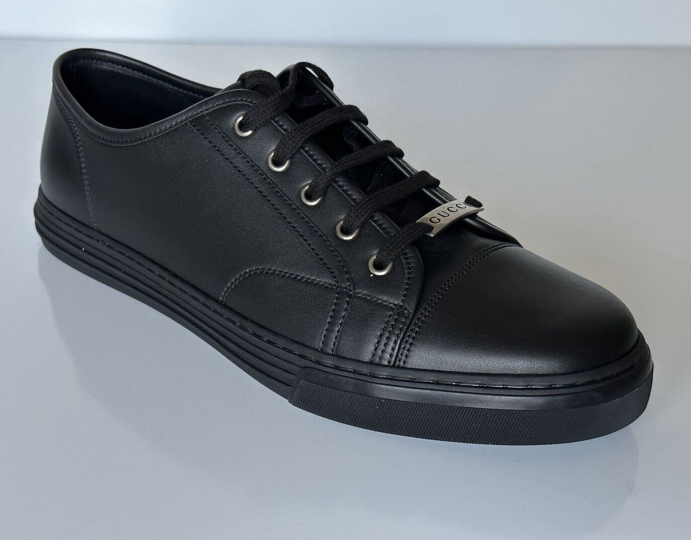 NIB Gucci Men's Low-top Black Soft Leather Sneakers 10.5 US (Gucci 10) 423301 IT
