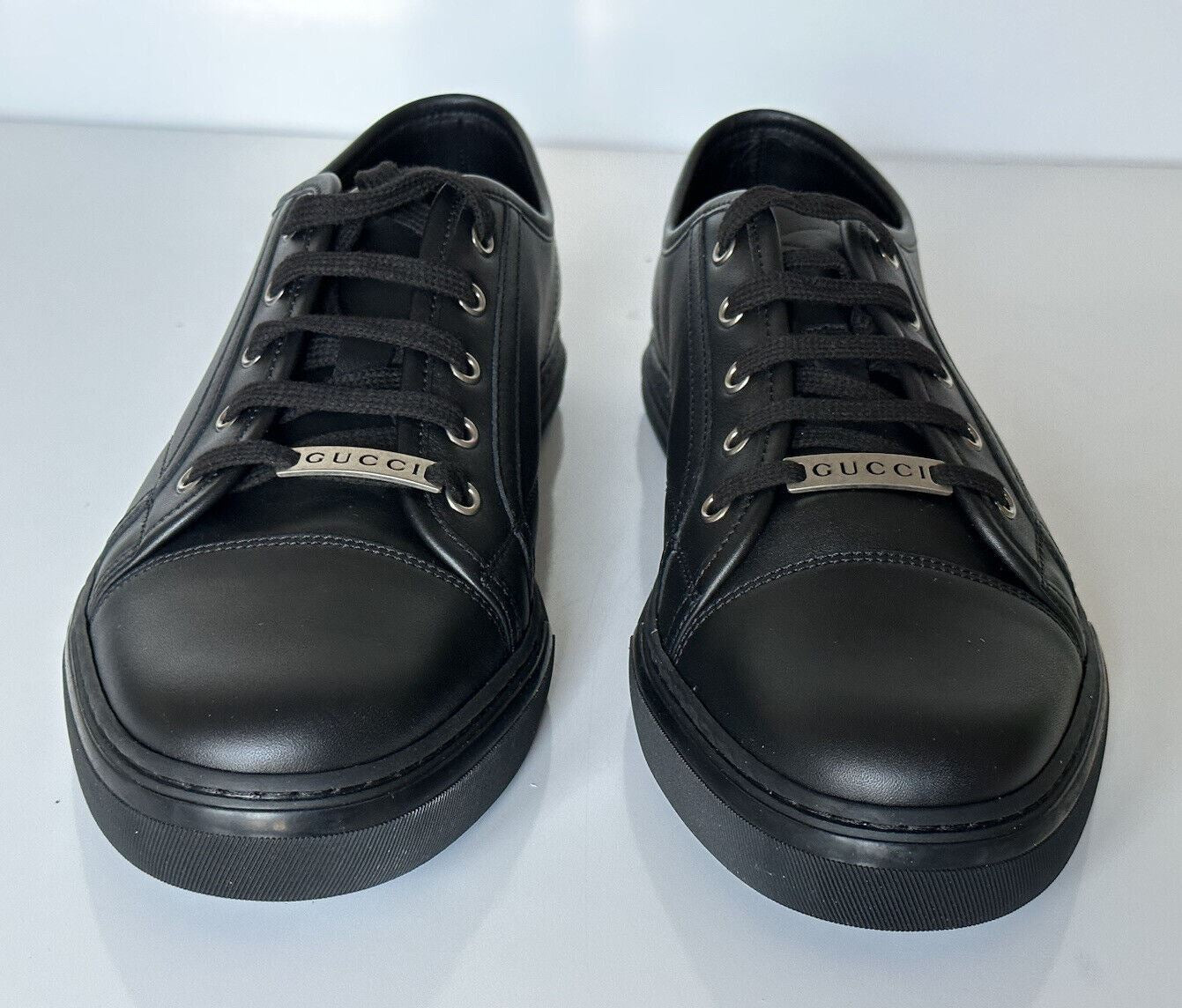 Мужские низкие кроссовки NIB Gucci из мягкой кожи черного цвета 10,5 США (Gucci 10) 423301 IT