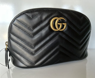 Neue Gucci GG Marmont Kosmetiktasche aus schwarzem Leder 625690 0416 IT 
