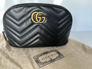 Neue Gucci GG Marmont Kosmetiktasche aus schwarzem Leder 625690 0416 IT 