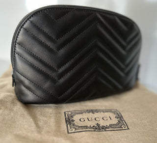 Neue Gucci GG Marmont Kosmetiktasche aus schwarzem Leder 625690 0416 IT 
