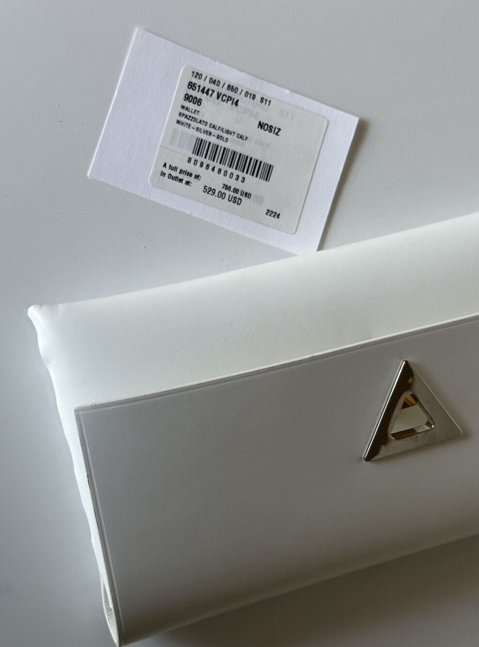 Женский белый кожаный кошелек Bottega Veneta 750 долларов NWT 651447 Сделано в Италии 