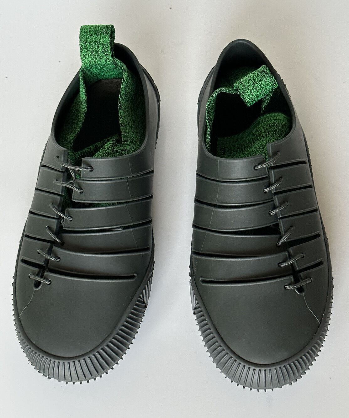 NIB $ 750 Bottega Veneta Tech Knit Rubber Green Climber Sneakers 8 US 658725 IT 