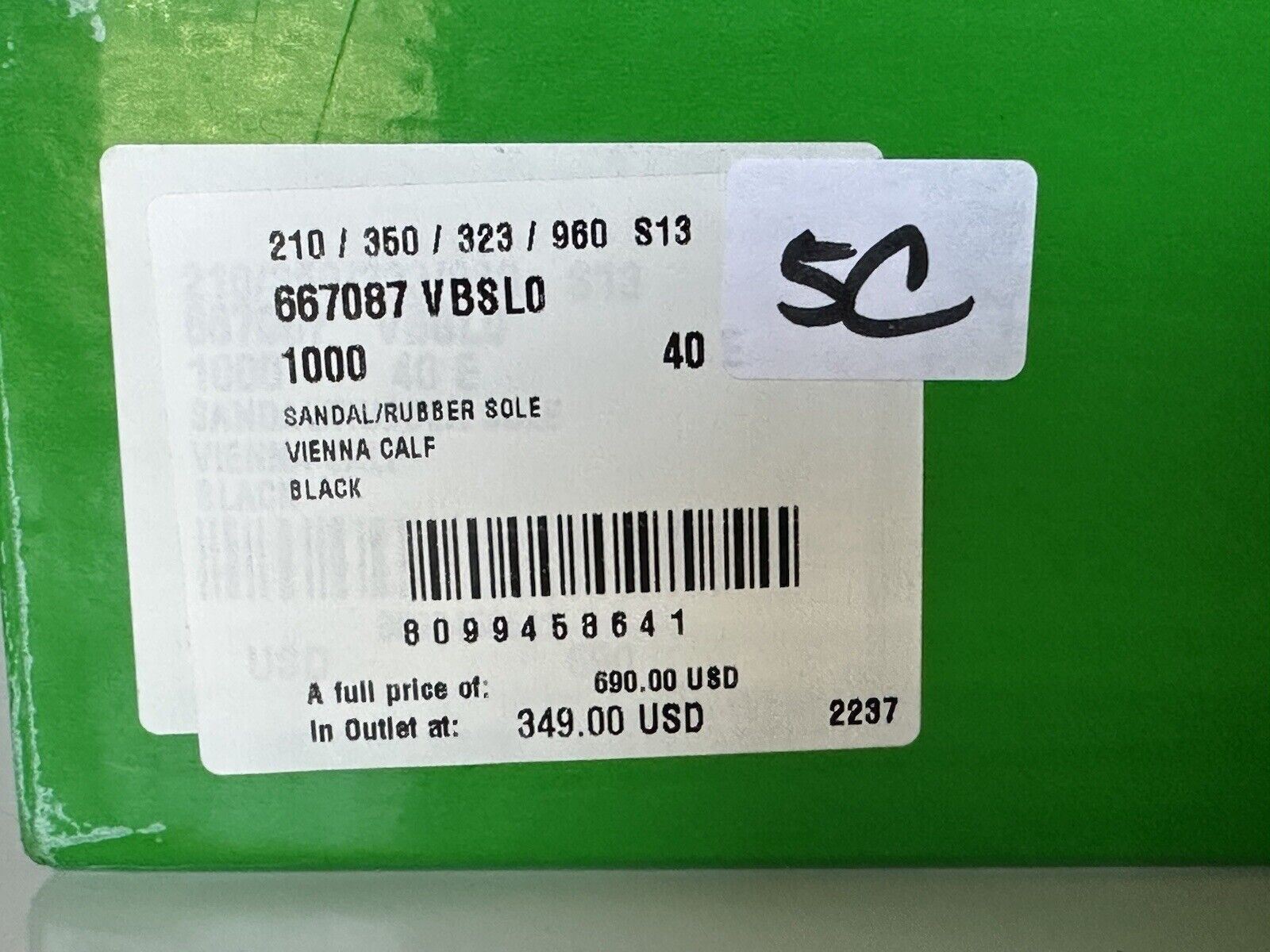 NIB $ 690 Bottega Veneta Herren-Sandalen aus Wiener Kalbsleder Schwarz 7 US 667087 IT 