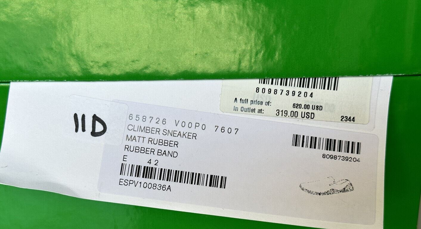 NIB $ 620 Bottega Veneta Matt Rubber Brown Climber Sneakers 9 US 658726 IT 