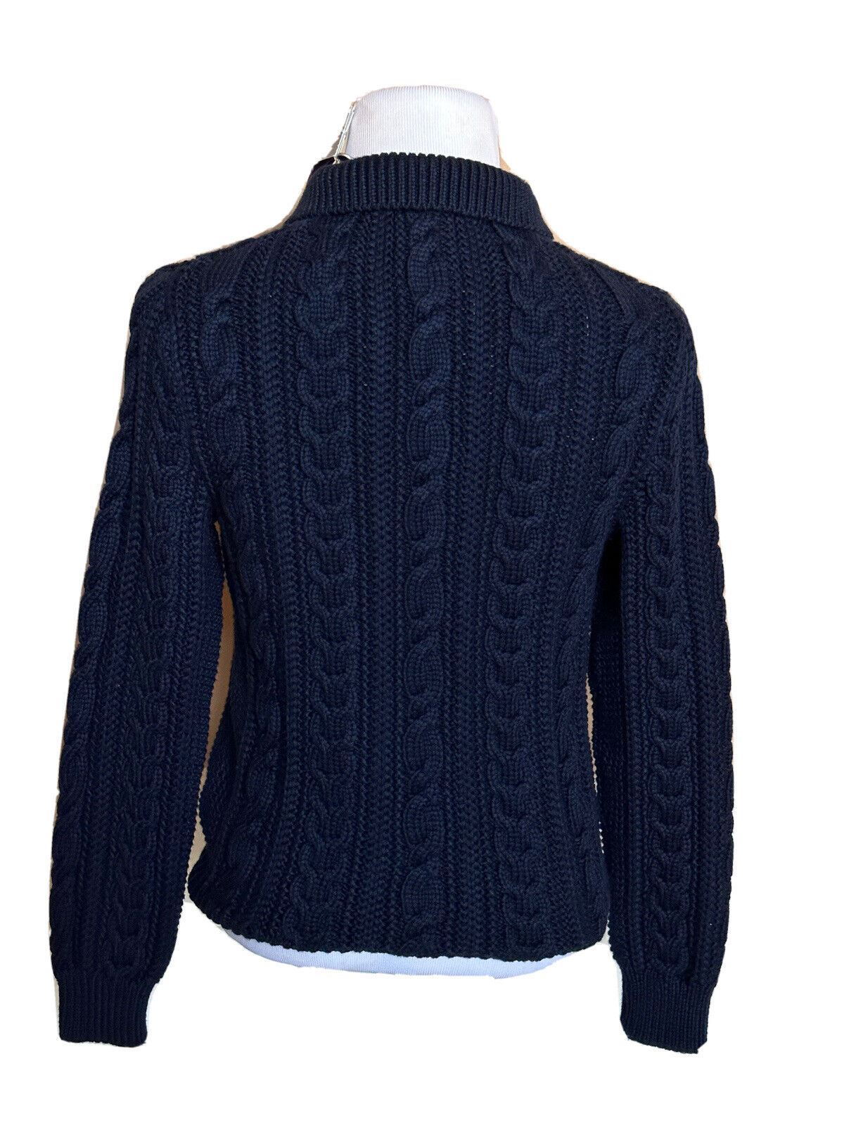 Neu mit Etikett: 1095 $ Ralph Lauren Purple Label Strickpullover aus blauer Baumwolle, M, hergestellt in Italien