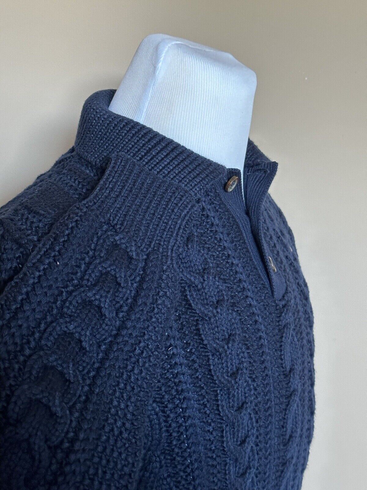 NWT $1095 Ralph Lauren Purple Label Knit Cotton Blue Sweater M Made in Italy