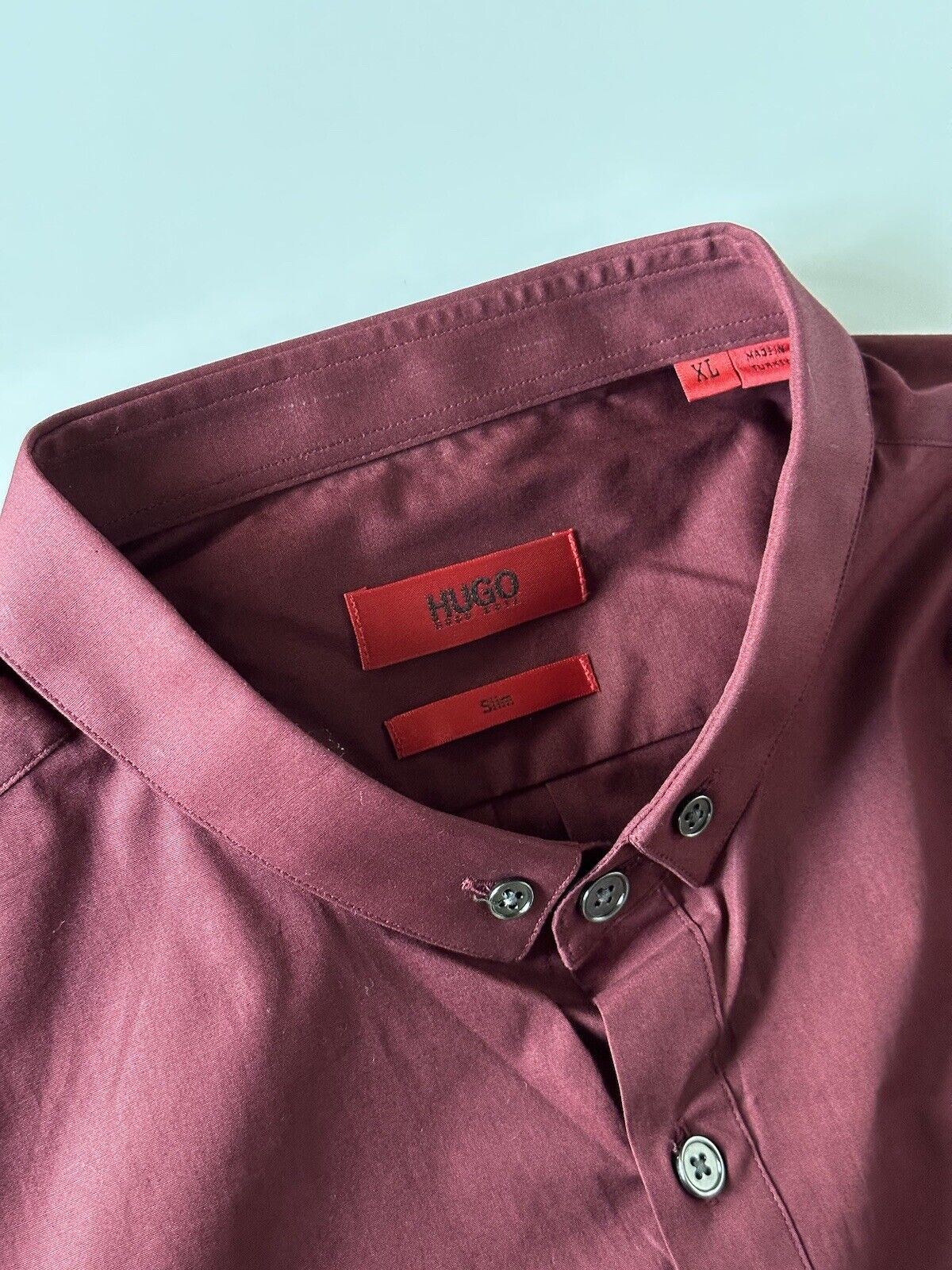 NWT BOSS Hugo Boss Мужская приталенная темно-красная классическая рубашка Erren Modern XL 