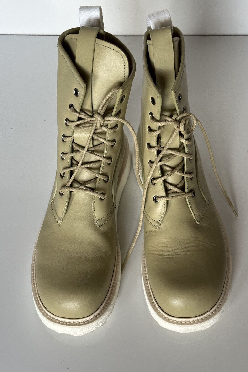 Легкие зеленые кожаные ботинки на шнуровке Bottega Veneta за 950 долларов США 12, США 578289