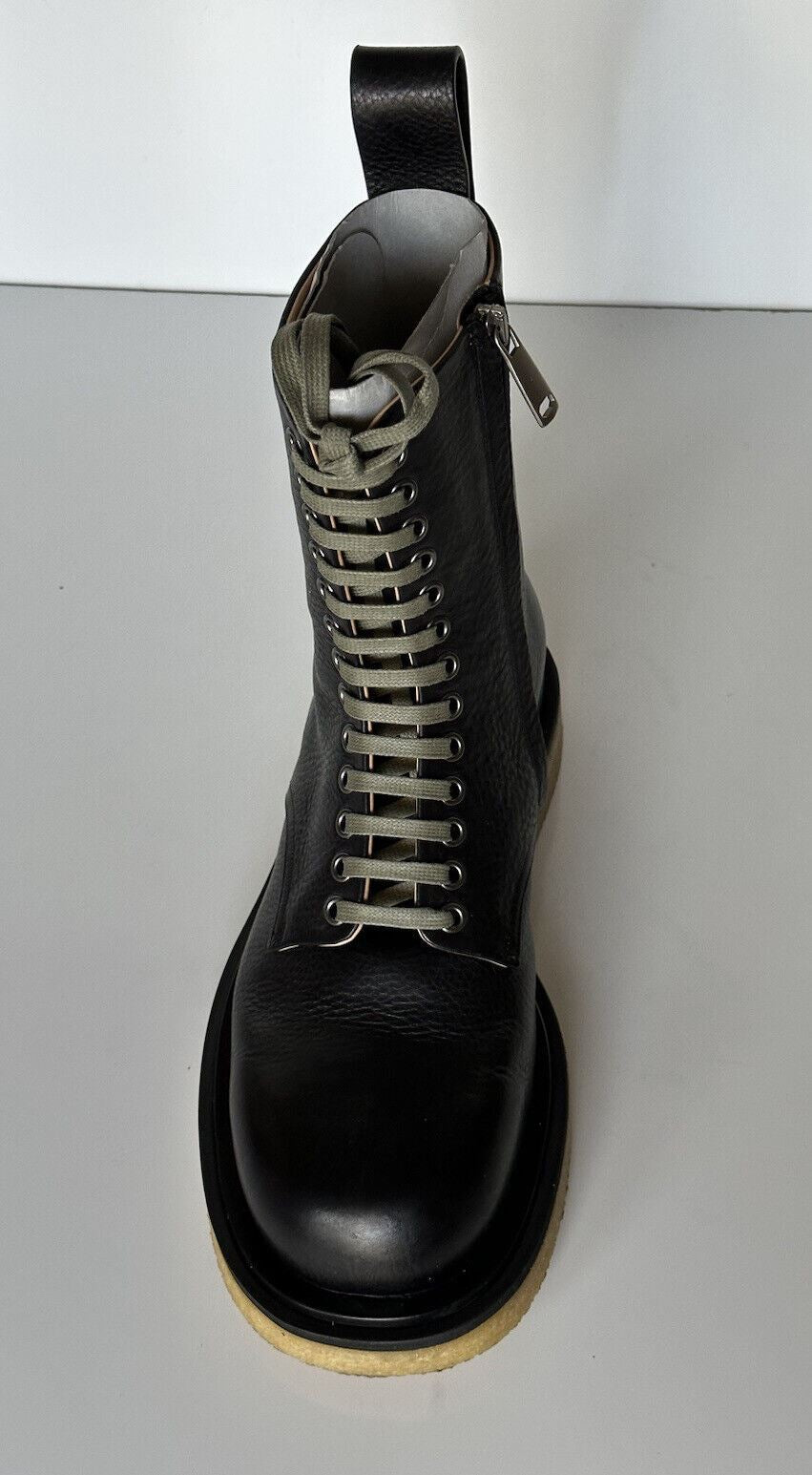 NIB $1450 Bottega Veneta Military Calf Leather Lace up Black Boots 8 US 610338