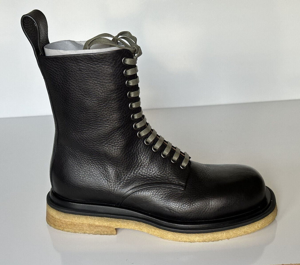 NIB $ 1450 Bottega Veneta Military-Kalbsleder-Schnürstiefel in Schwarz 10,5 610338