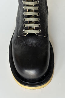 NIB $ 1450 Bottega Veneta Military-Kalbsleder-Schnürstiefel in Schwarz 13 US 610338