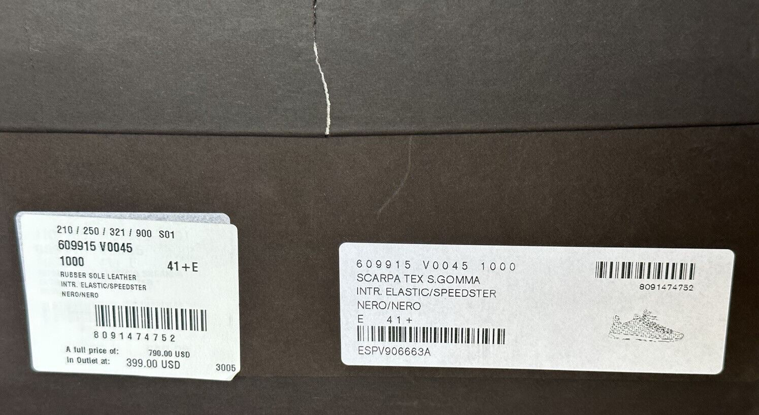 Мужские кроссовки Speedster Bottega Veneta, черные, 8,5 долларов США, 790 долларов США (41,5 евро), 609915 