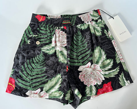 Neu mit Etikett: Gucci Damen-Shorts mit Hawaiian Dream-Jacquard-Print aus 100 % Seide, Größe 36 (XS) 619508