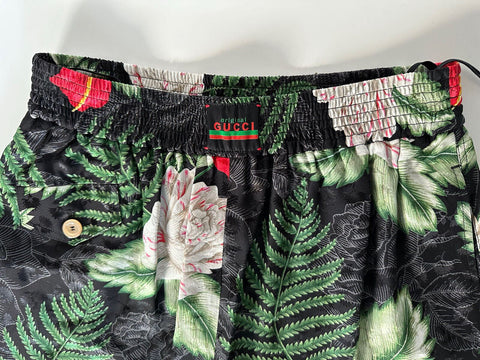 Neu mit Etikett: Gucci Damen-Shorts mit Hawaiian Dream-Jacquard-Print aus 100 % Seide, Größe 36 (XS) 619508