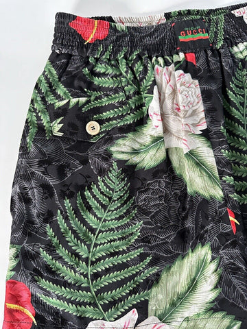 Neu mit Etikett: Gucci Damen-Shorts mit Hawaiian Dream-Jacquard-Print aus 100 % Seide, Größe 36 (XS) 619508