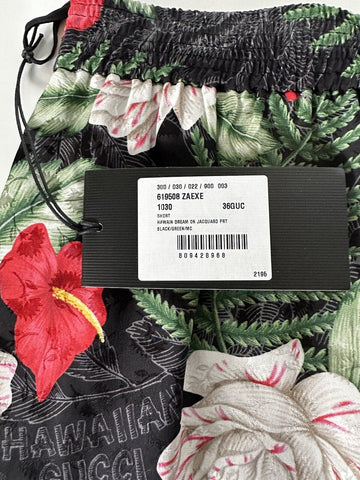 Neu mit Etikett: Gucci Damen-Shorts mit Hawaiian Dream-Jacquard-Print aus 100 % Seide, Größe 36 (XS) 619508