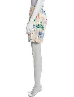 Neu mit Etikett: Gucci Mickey Stories auf Twill, 100 % Seide, elfenbeinfarbene Shorts, Größe 38 (S) 609679