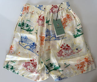 Neu mit Etikett: Gucci Mickey Stories auf Twill, 100 % Seide, elfenbeinfarbene Shorts, Größe 38 (S) 609679