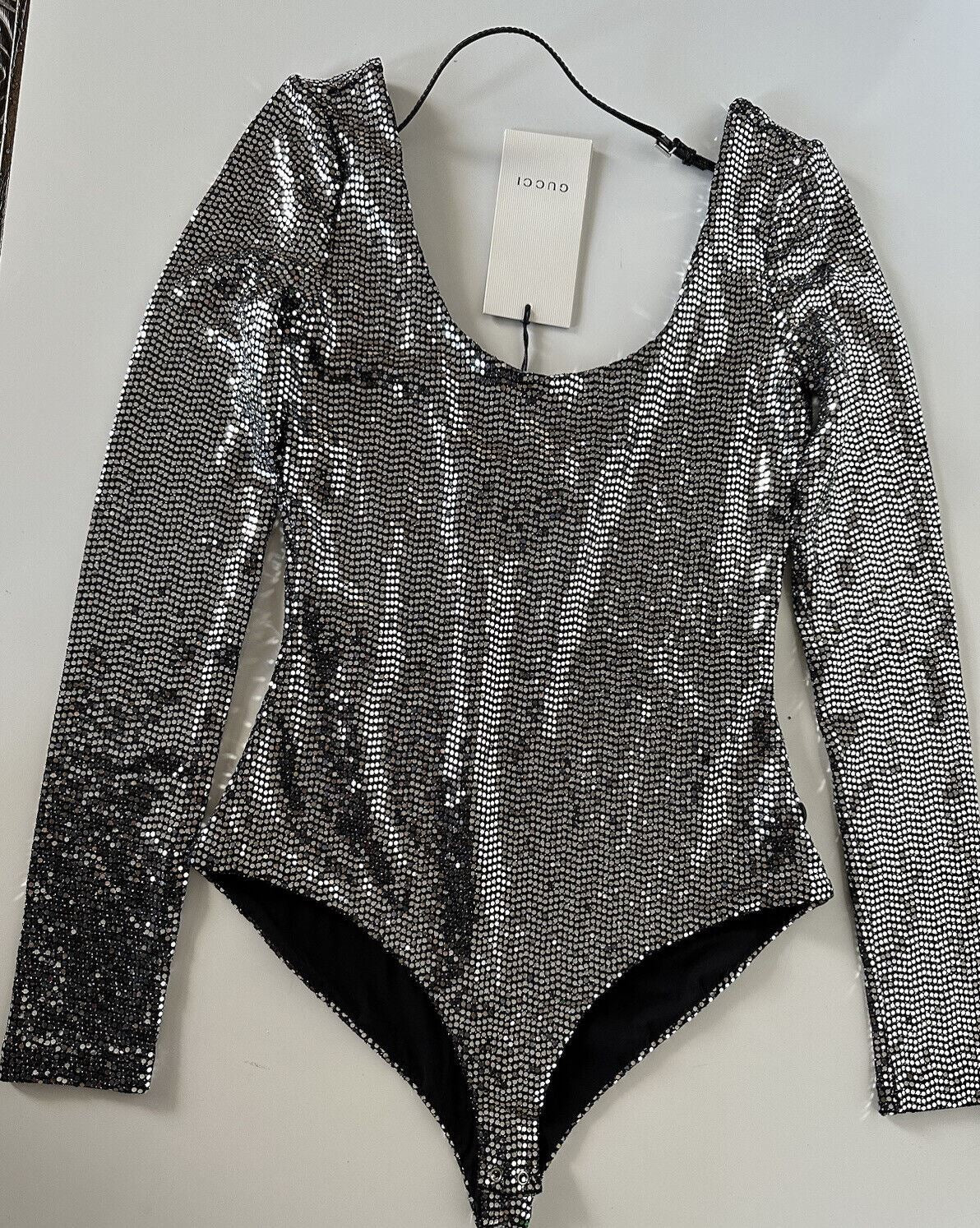 NWT $1850 Gucci Metallic Effect Women's Bodysuit  XXS 621149 Made in Italy