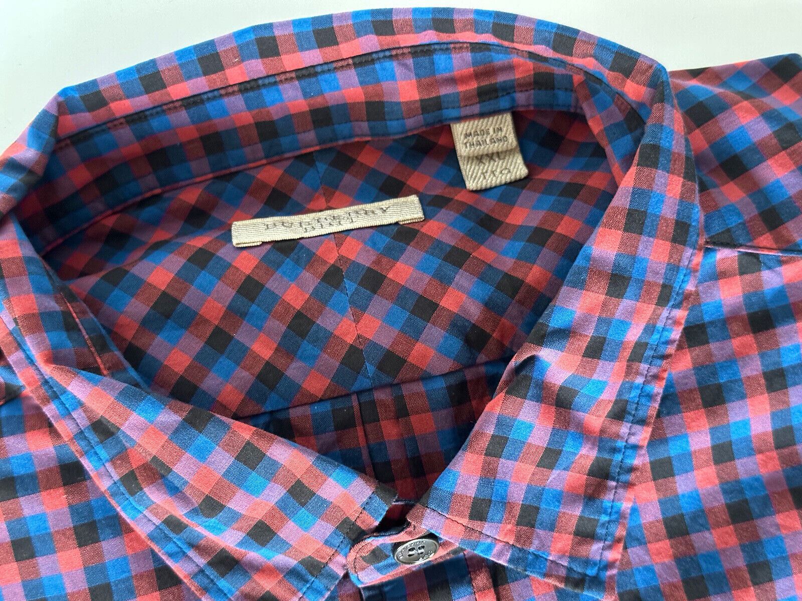 Neu mit Etikett: 250 $ Burberry Brit Herren Parade-Hemd aus roter Baumwolle mit Knopfleiste 2XL 3996150