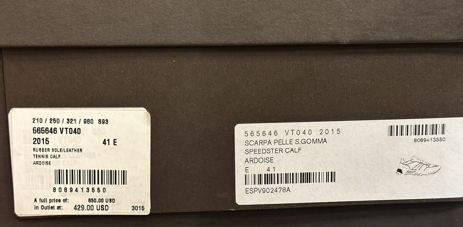 Мужские серые кроссовки из телячьей кожи Bottega Veneta 850 долларов США 8 США 565646 2015 г.