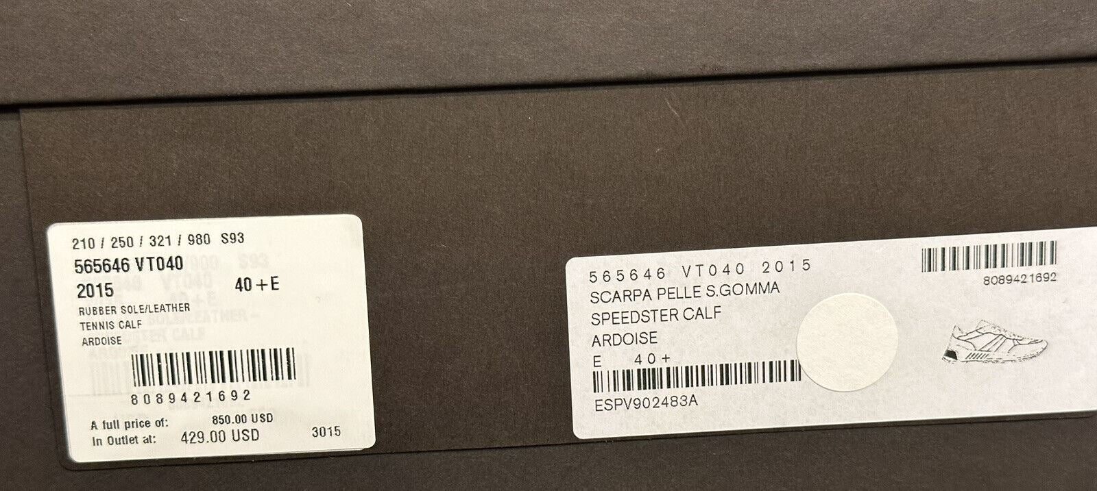 Мужские серые кроссовки из телячьей кожи Bottega Veneta 850 долларов США 7,5 США 565646 2015 г. 