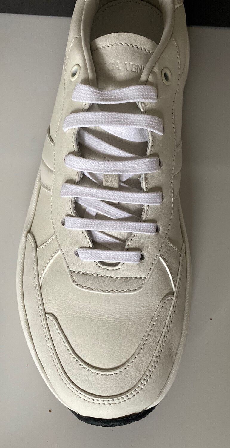 NIB $850 Bottega Veneta Men’s White Calf Leather Sneakers 12 US (45) 565646 9117