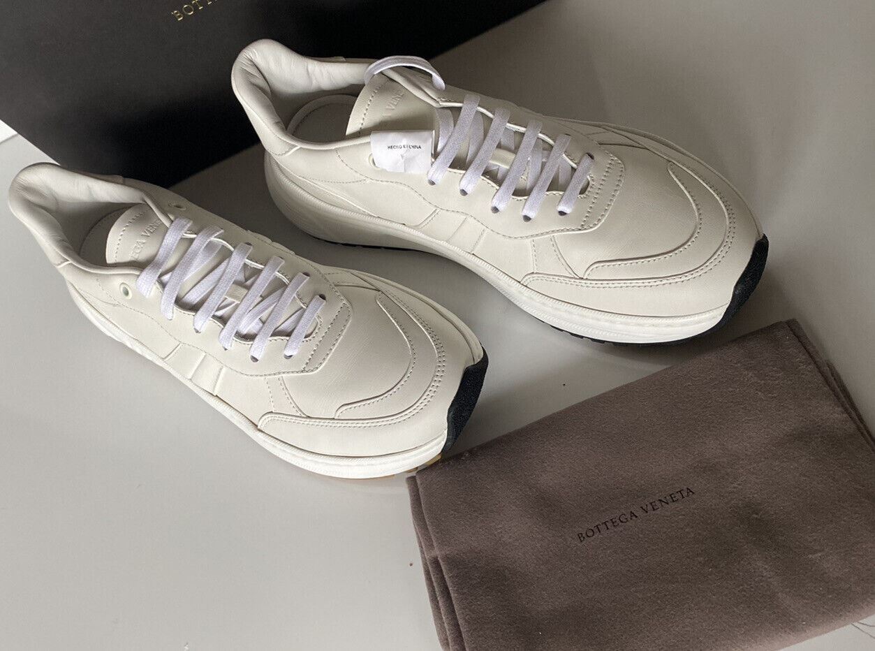 NIB $ 850 Bottega Veneta Herren-Sneakers aus weißem Kalbsleder 9,5 US 565646 9117 