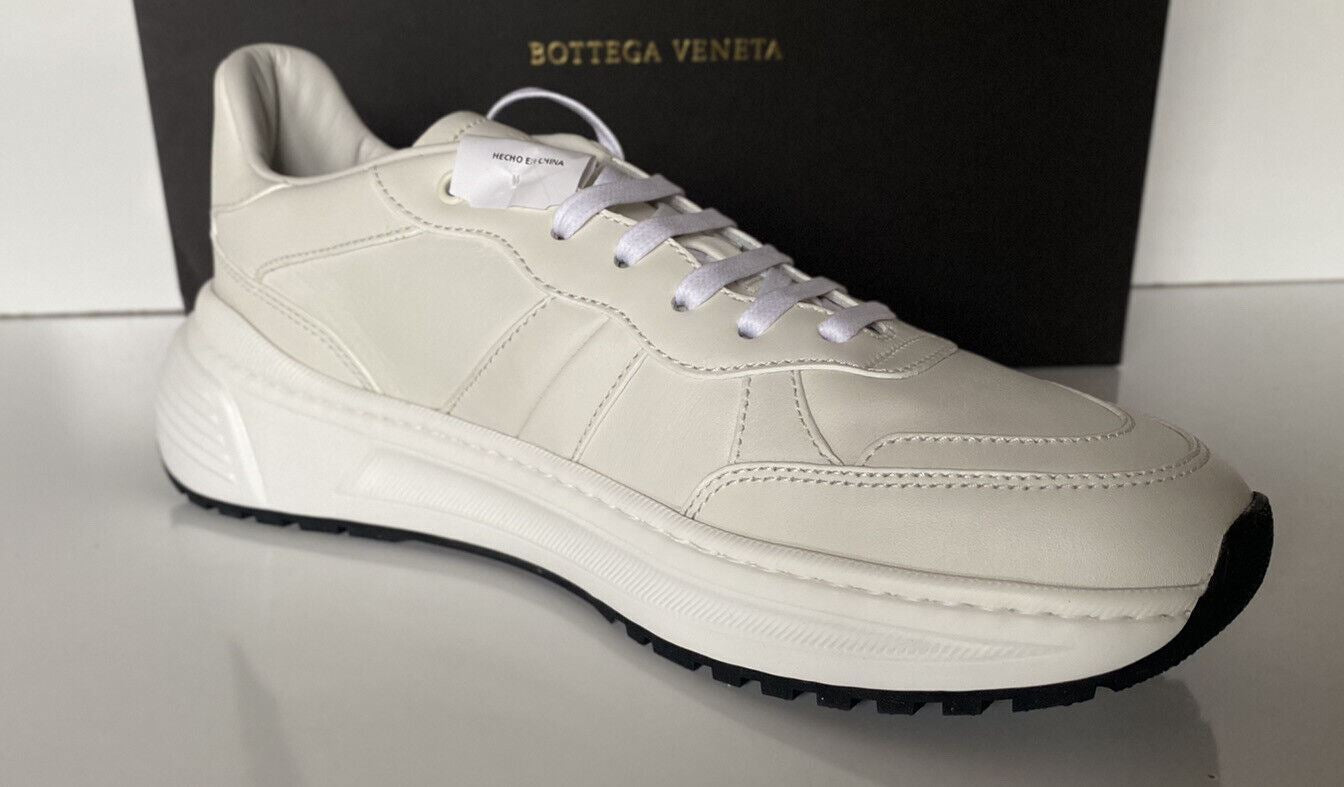 NIB $ 850 Bottega Veneta Herren-Sneakers aus weißem Kalbsleder 9,5 US 565646 9117 