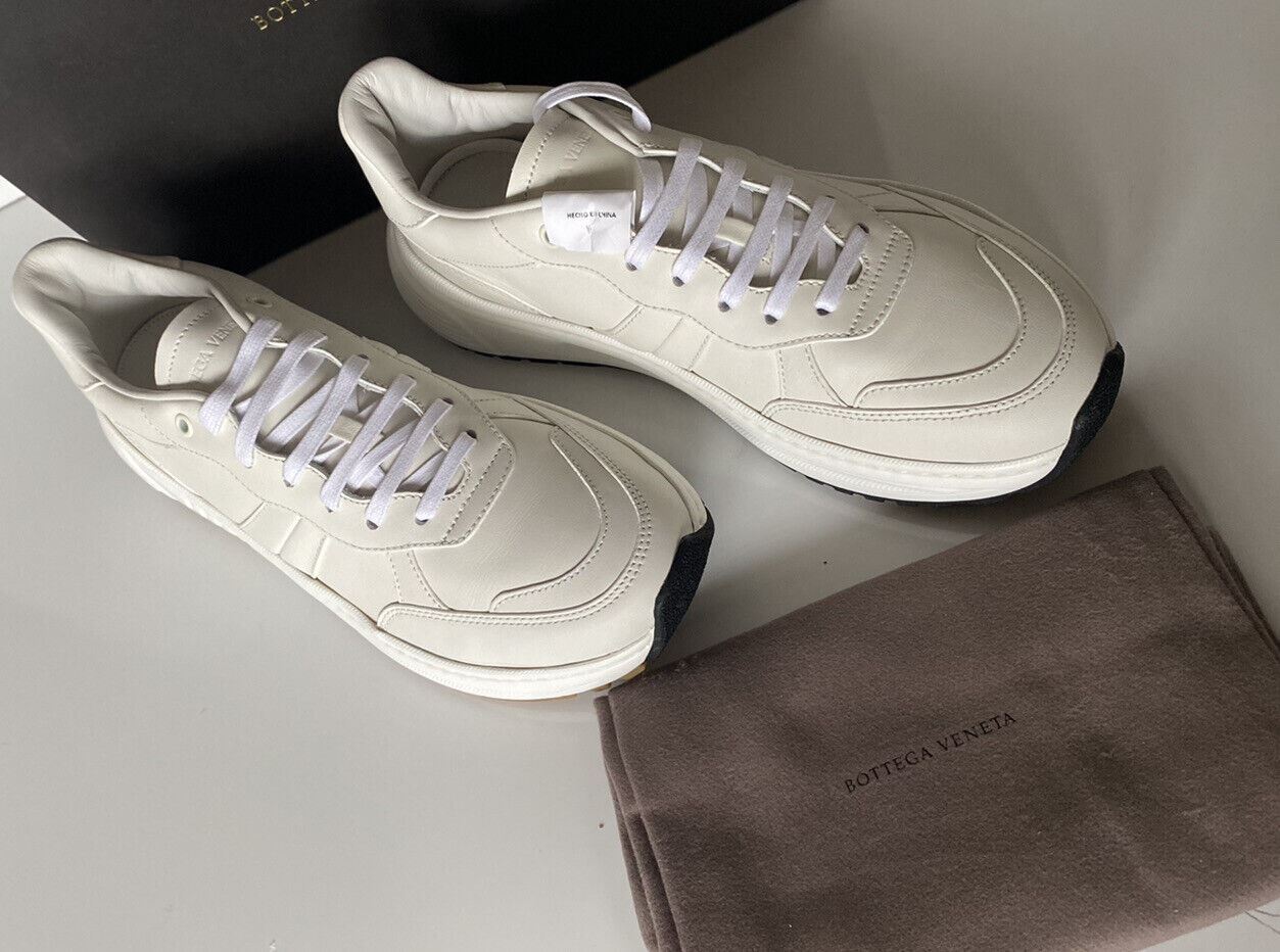 NIB $850 Bottega Veneta Men’s White Calf Leather Sneakers 8.5 US 565646 9117