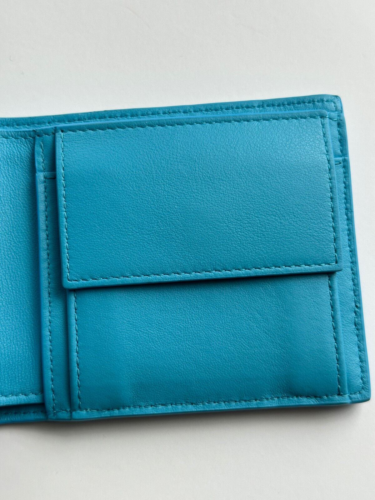 NWT $550 Bottega Veneta Intrecciato Leather Sky Blue Bi-fold Coin Wallet 605722