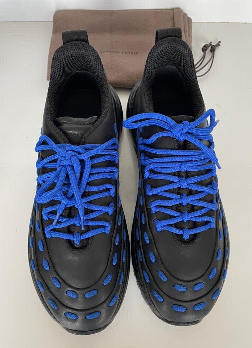 NIB $950 Bottega Veneta Mens Leather Black/Blue Sneakers 10.5 US 578305 1014