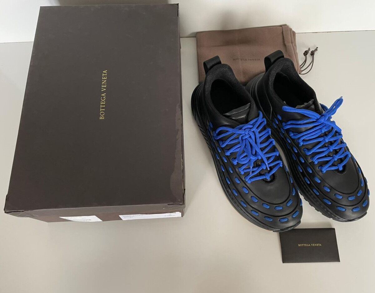 NIB $950 Bottega Veneta Mens Leather Black/Blue Sneakers 10.5 US 578305 1014