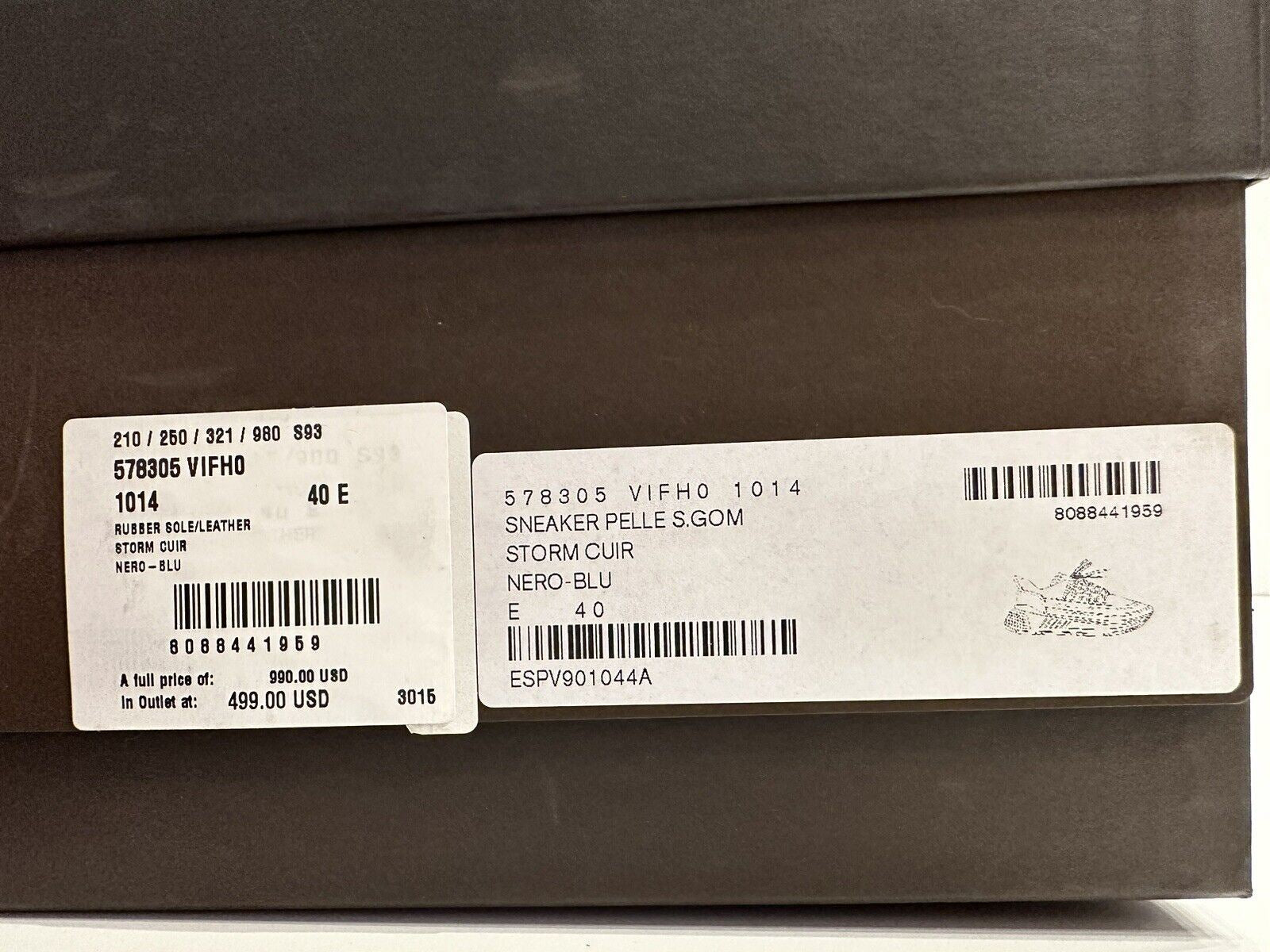 Мужские кожаные черные/синие кроссовки Bottega Veneta за 950 долларов США 7 США (40) 578305 1014 