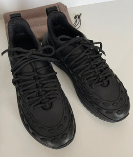 NIB 950 $ Bottega Veneta Herren-Leder-Schwarz-Sneaker 12 US (45 Euro) 578305 