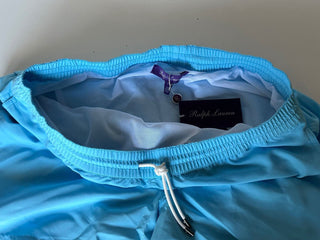 Neu mit Etikett: 295 $ Polo Ralph Lauren Purple Label Blaue Badeshorts für Herren XL Portugal 