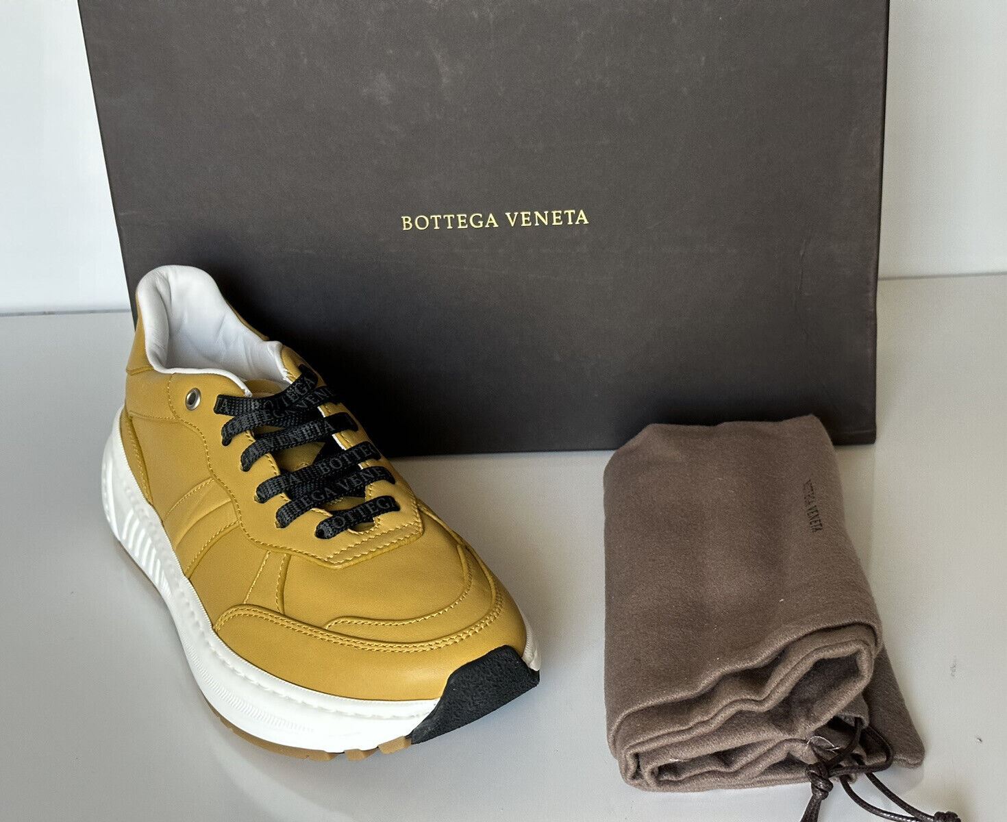 NIB $850 Bottega Veneta Men’s Butterscotch Leather Sneakers 8 US 565646 7721