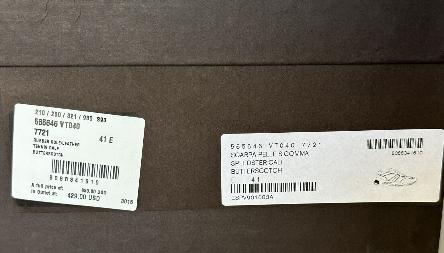 Мужские кожаные кроссовки «Ириска» Bottega Veneta за 850 долларов США 8 США 565646 7721 