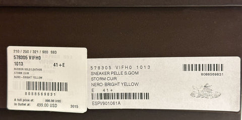 NIB 950 $ Bottega Veneta Herren-Sneaker aus Leder in Schwarz/Gelb 8,5 US 578305 1013 